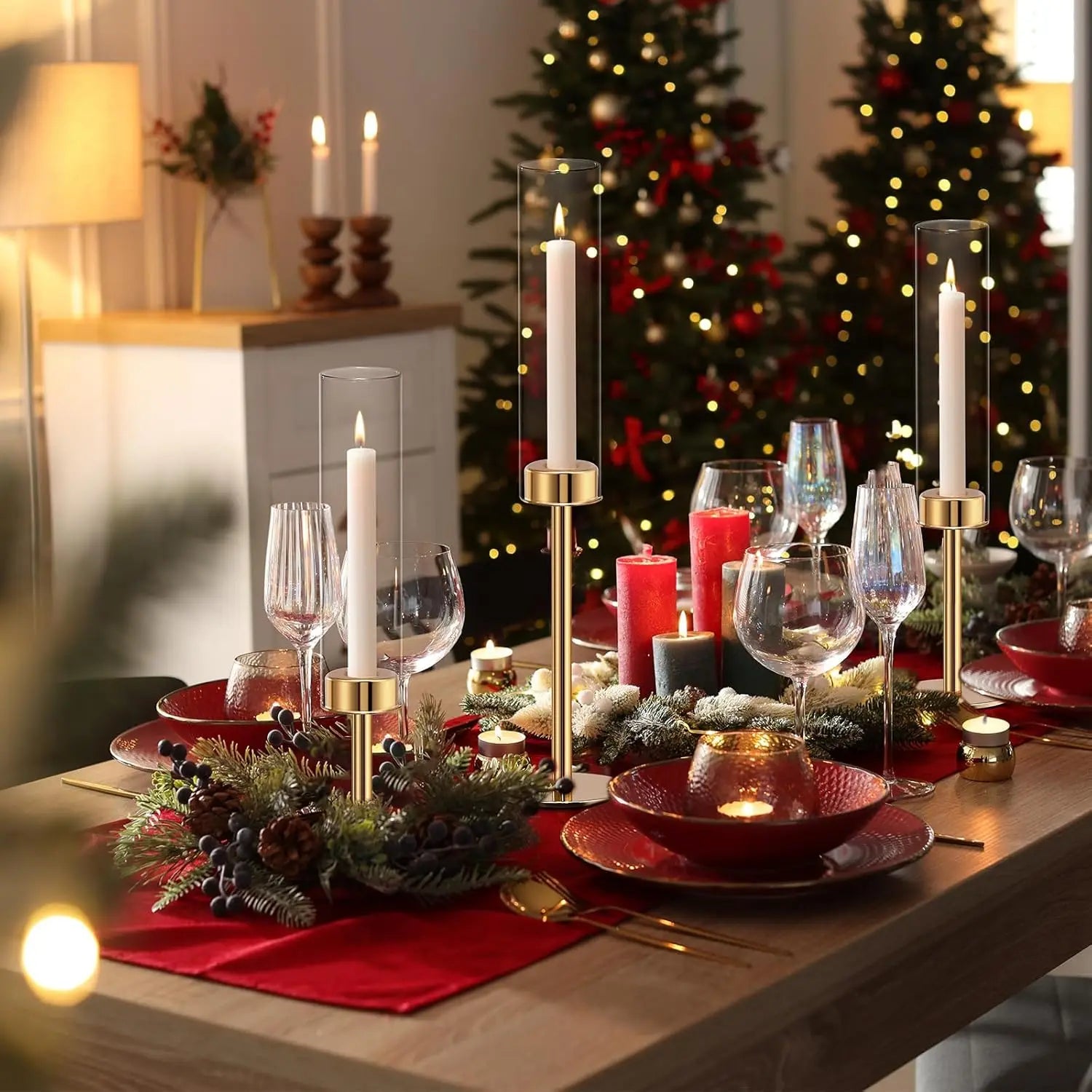 Set Of 6 Tall Hurricane Candle Holders