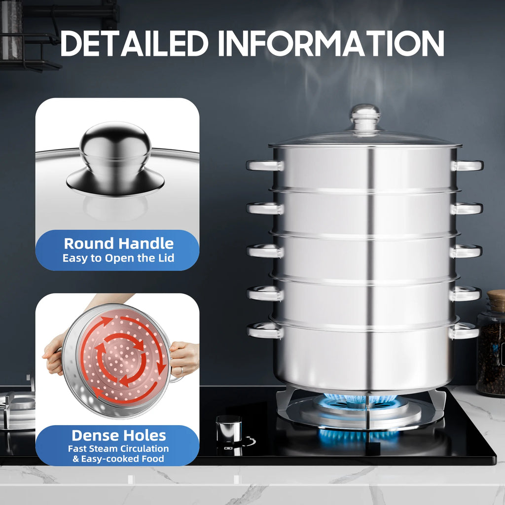 5-Layer Steam Cooker Stainless Steel