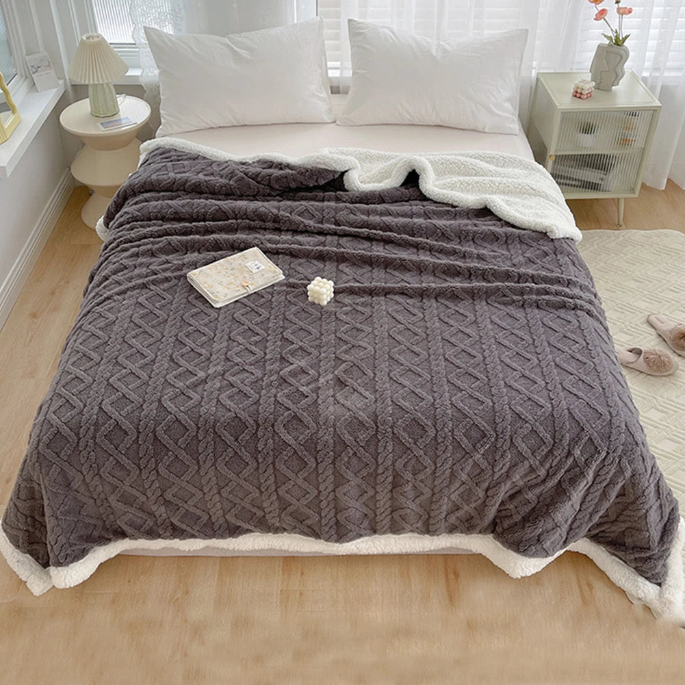 Lamb Fleece Double-Sided Throw Bedspread