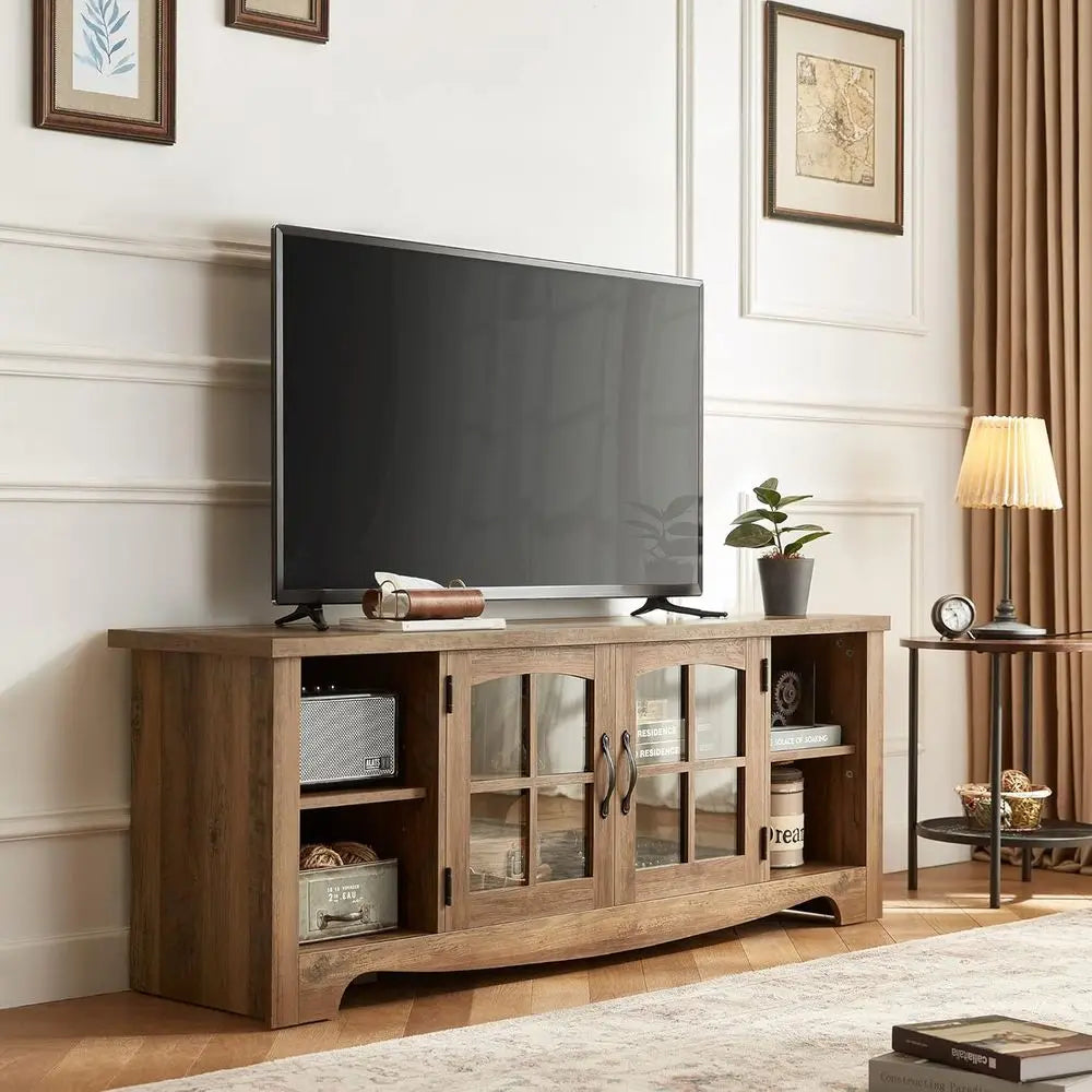 4-Piece Living Room Set with TV Stand, Coffee Table, and 2 End Tables for 65 TVs, Brown