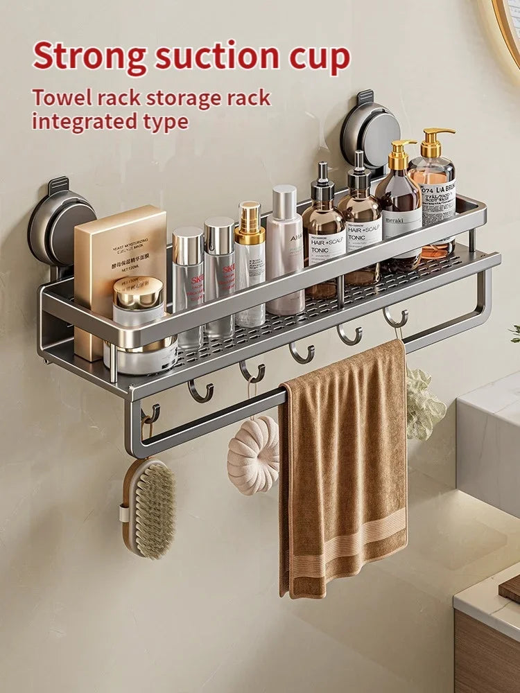 No Drill Suction Cup Bathroom Shelf Organizer