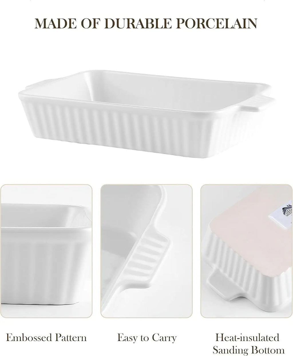 Porcelain Baking Dishes Oven-Safe Dishwasher Safe