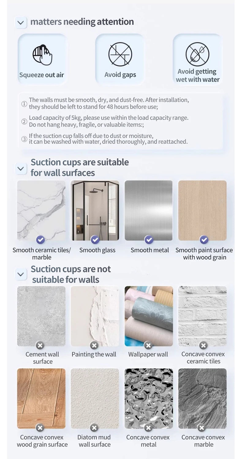 No Drill Suction Cup Bathroom Shelf Organizer