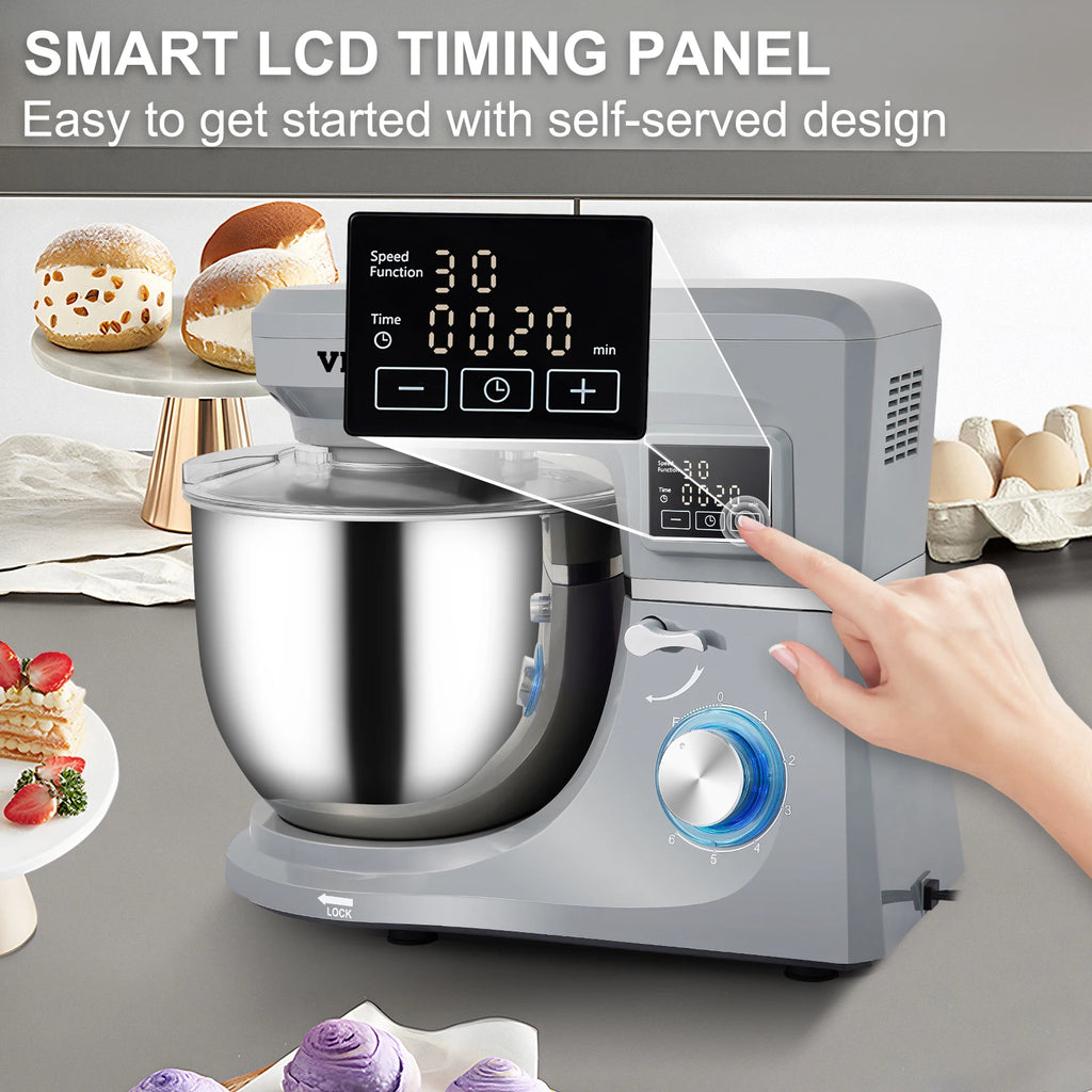 5 IN 1 Multifunctional Electric Stand Mixer with 6 Speeds 7.4 Qt Stainless Bowl