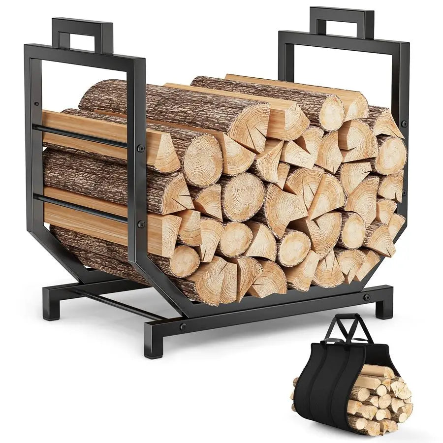 Firewood Rack Outdoor Indoor With Firewood Carrier