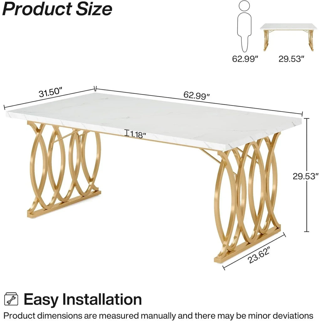 Modern Dining Table, 63"  Rectangular Dinner Table Kitchen & Dining Room Furniture