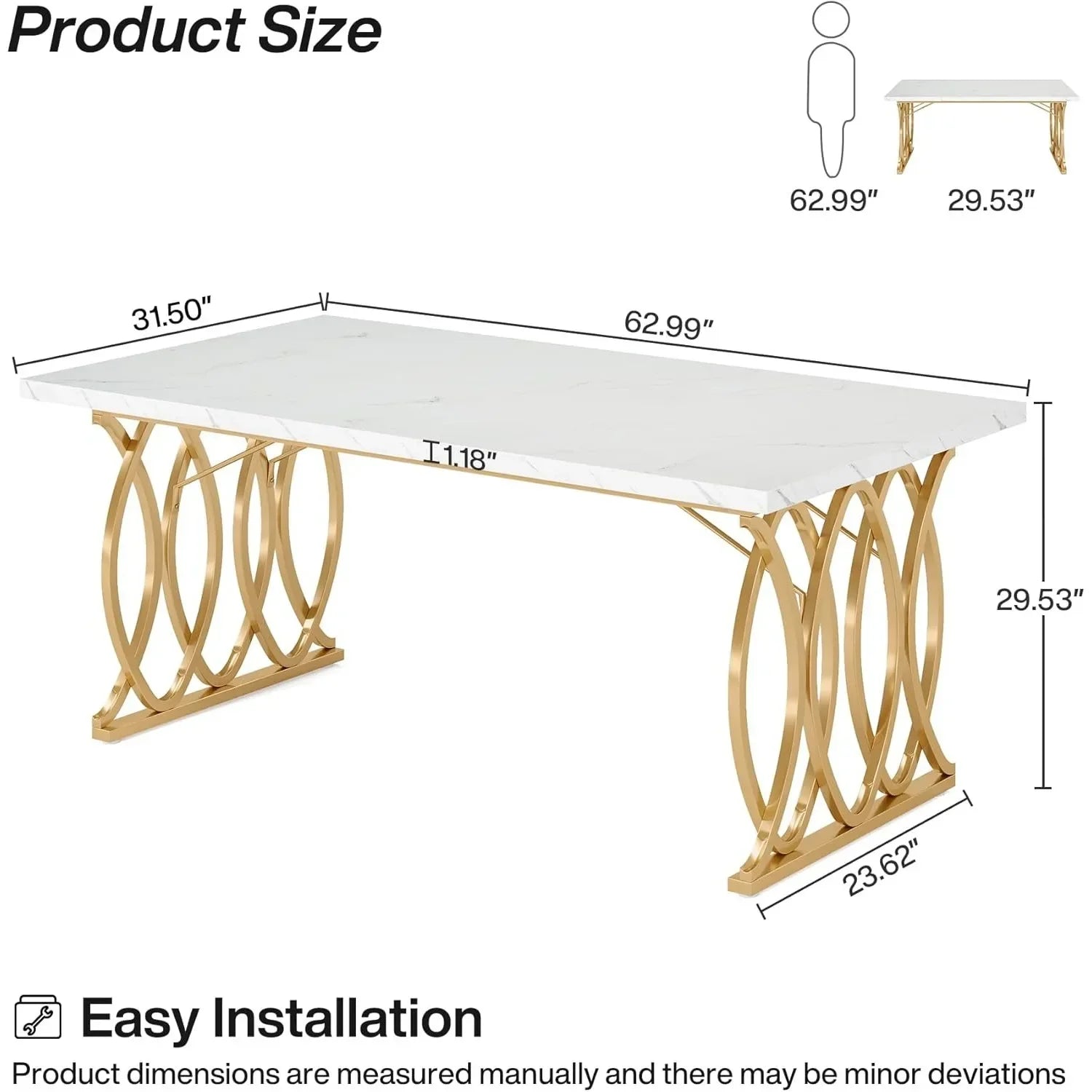 Modern Dining Table, 63"  Rectangular Dinner Table Kitchen & Dining Room Furniture