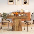 Square Dining Table with Sturdy Pedestal Base, Farmhouse Dining Room