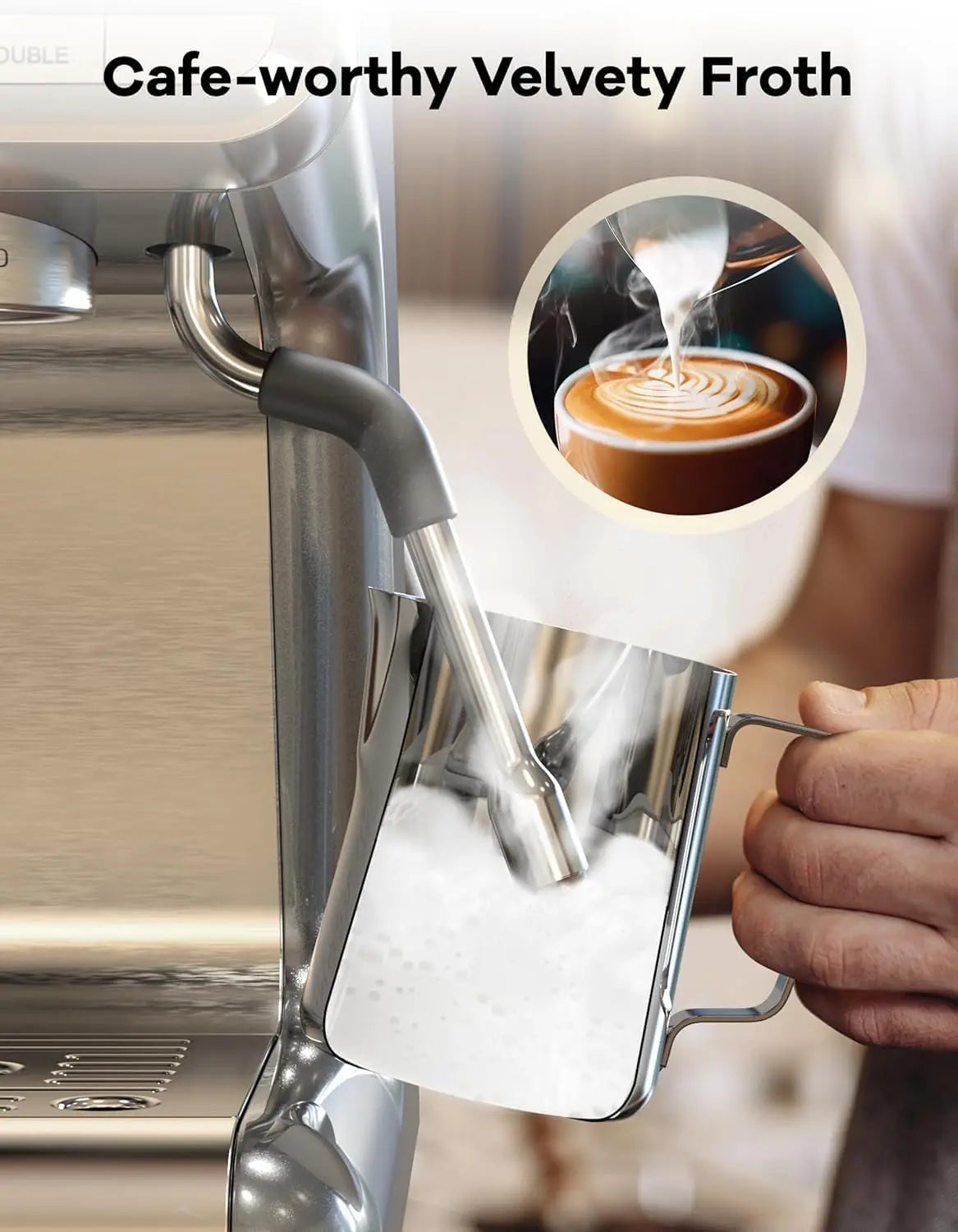 1450W Semi Automatic Espresso Maker with Grinder for Latte Cappuccino