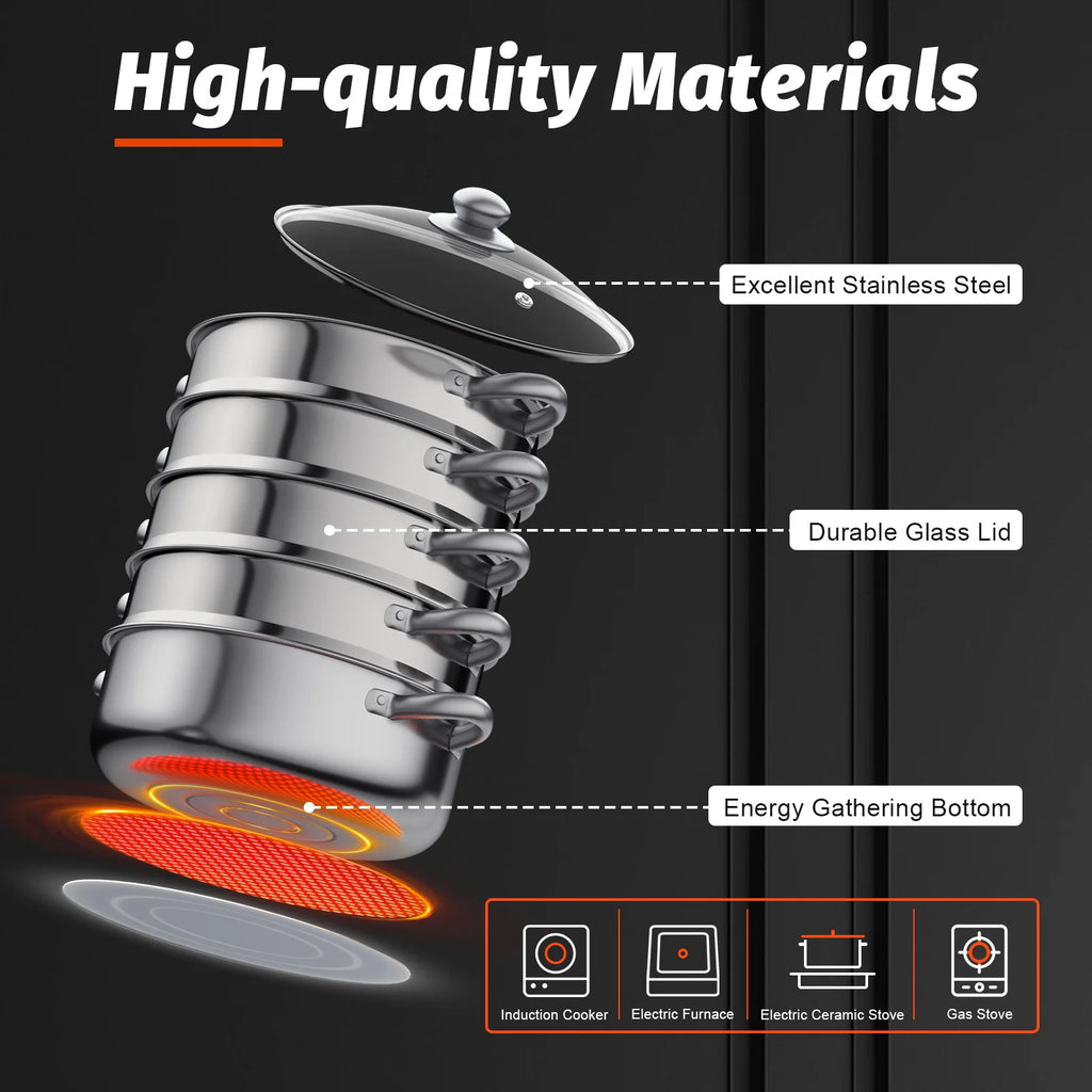 5-Layer Steam Cooker Stainless Steel