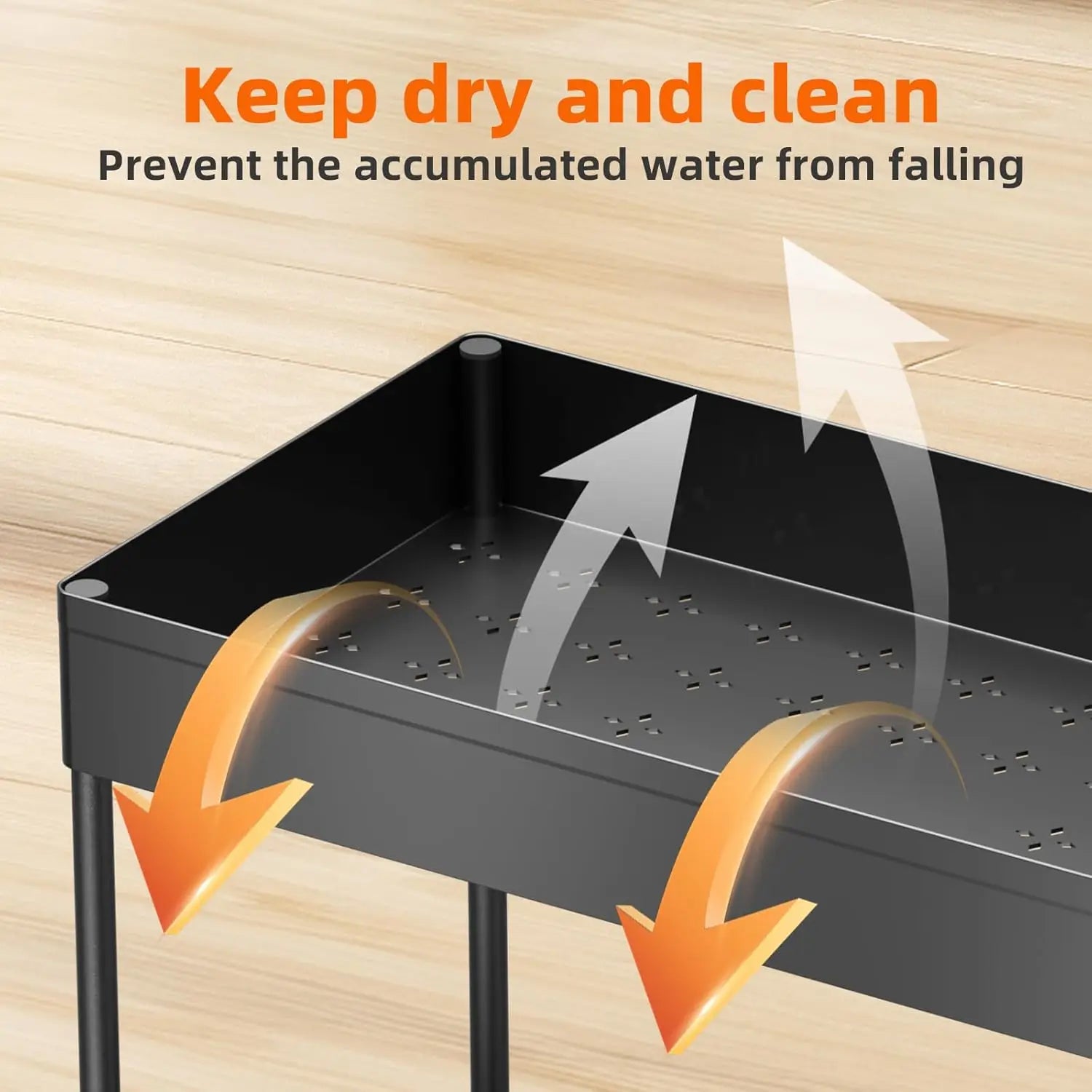 Under-sink storage rack for bathrooms, and countertops