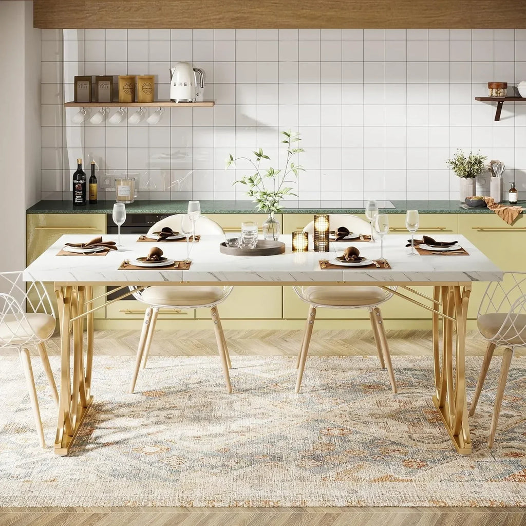 Modern Dining Table, 63"  Rectangular Dinner Table Kitchen & Dining Room Furniture