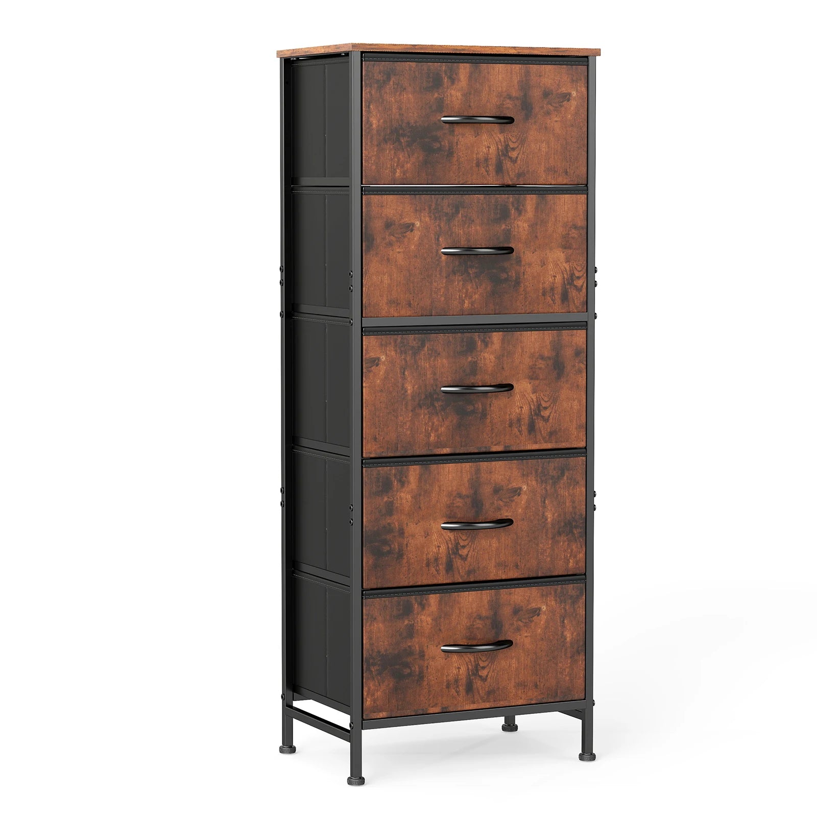 48IN Dresser For Bedroom With 5 Drawers.  Nightstand Wardrobe Steel Frame Closet For Clothes Storage