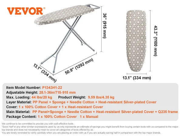 Full-Size Ironing Boards Heat-Resistant