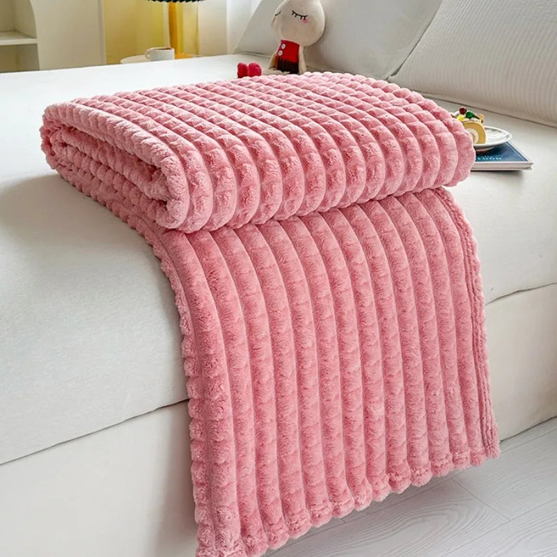 Solid Color Imitation Fur Plaid Flannel